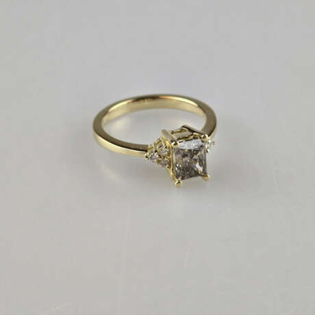 Diamantring - Gelbgold 750/000, zentraler naturbra… - photo 3