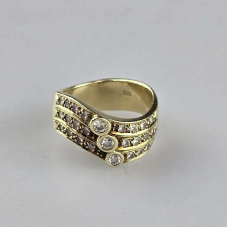 14K-Diamantring - Gelbgold 585/000, gestempelt, gl… - Foto 2
