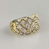 18K-Goldring mit Diamanten- Gelbgold 750/000, gest… - photo 1
