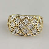 18K-Goldring mit Diamanten- Gelbgold 750/000, gest… - photo 2