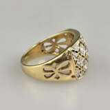 18K-Goldring mit Diamanten- Gelbgold 750/000, gest… - photo 3