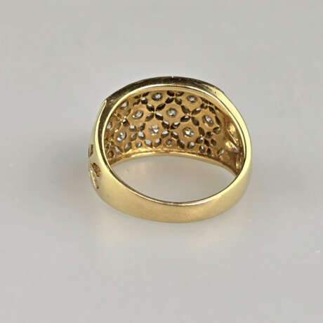 18K-Goldring mit Diamanten- Gelbgold 750/000, gest… - photo 4