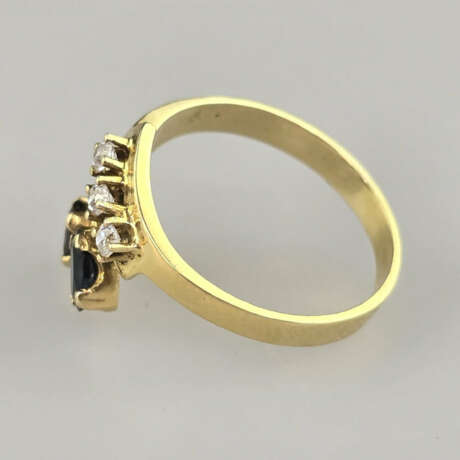 Saphirring mit Diamanten - Gelbgold 585/000 (14K),… - Foto 3