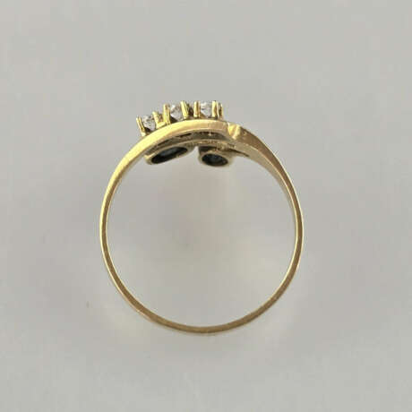 Saphirring mit Diamanten - Gelbgold 585/000 (14K),… - Foto 5