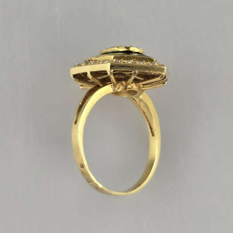 Emailring mit Diamantzier - Gelbgold 750/000 (18 K… - photo 6