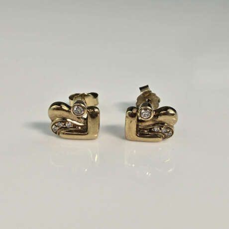 Ein Paar 14K-Diamant-Ohrstecker - Gelbgold 585/000… - Foto 1