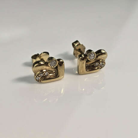 Ein Paar 14K-Diamant-Ohrstecker - Gelbgold 585/000… - Foto 2