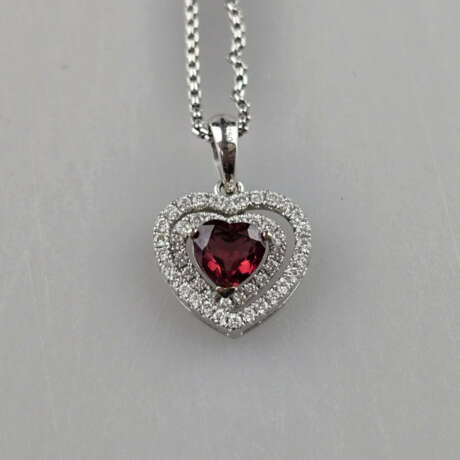 Diamant-Herzanhänger mit Kette - Anhänger Weißgold… - фото 1