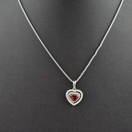 Diamant-Herzanhänger mit Kette - Anhänger Weißgold… - фото 2