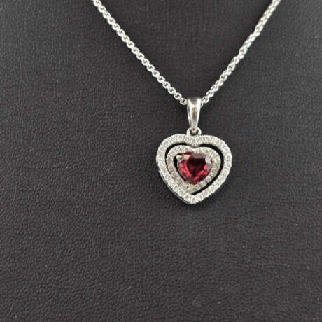 Diamant-Herzanhänger mit Kette - Anhänger Weißgold… - фото 3