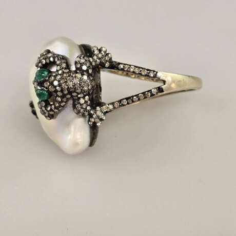 Origineller 18K-Perlenring mit Froschmotiven - Gel… - фото 4