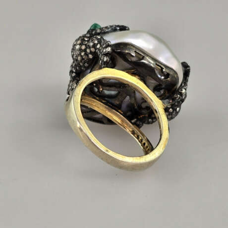 Origineller 18K-Perlenring mit Froschmotiven - Gel… - фото 5