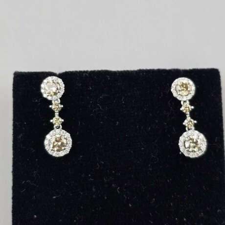 Ein Paar Diamant-Ohrhänger/-stecker (18K) - Weißgo… - Foto 1