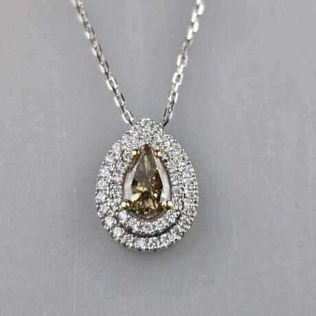 Diamantanhänger an zarter Kette - Weiß-/Gelbgold 7… - photo 1