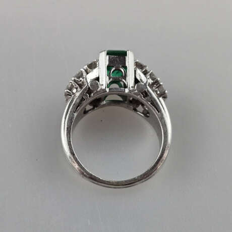Smaragdring mit Diamanten - Weißgold 750/000, zent… - Foto 5