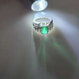 Smaragdring mit Diamanten - Weißgold 750/000, zent… - Foto 7