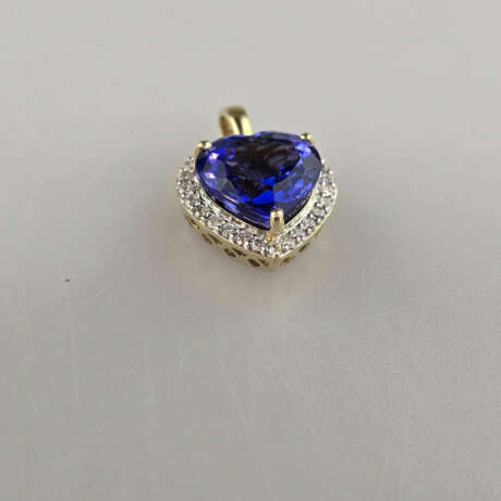 Tansanit-Brillant-Herzanhänger - 585/000 Gelbgold … - photo 2
