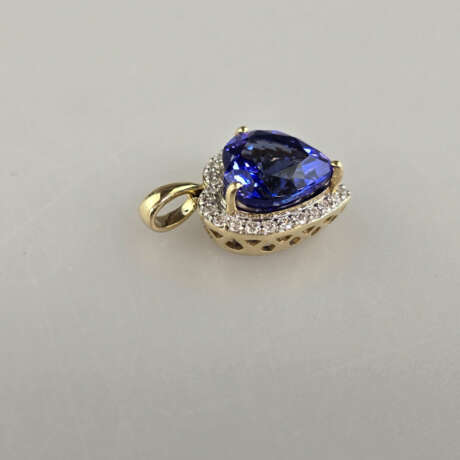 Tansanit-Brillant-Herzanhänger - 585/000 Gelbgold … - photo 3