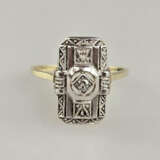 Art-Déco-Ring - 585/000 Gelb- und Weißgold (14K), … - photo 2