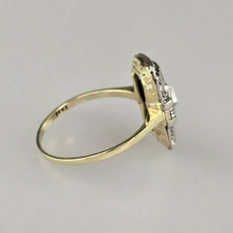 Art-Déco-Ring - 585/000 Gelb- und Weißgold (14K), … - photo 3