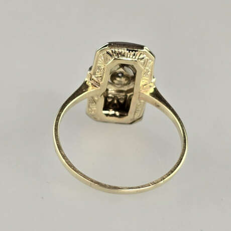 Art-Déco-Ring - 585/000 Gelb- und Weißgold (14K), … - photo 4