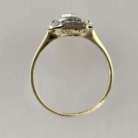 Art-Déco-Ring - 585/000 Gelb- und Weißgold (14K), … - photo 5