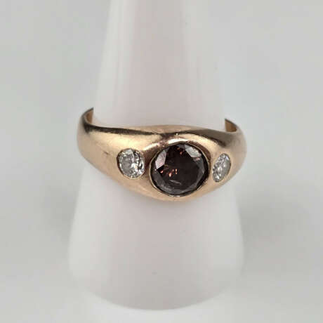 Brillant-Goldring - Rotgold 585/000, punziert, zen… - photo 1