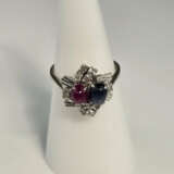 18K-Diamantring mit Rubin/ Saphirbesatz - Weißgold… - фото 1