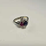 18K-Diamantring mit Rubin/ Saphirbesatz - Weißgold… - фото 3