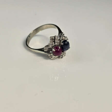 18K-Diamantring mit Rubin/ Saphirbesatz - Weißgold… - фото 4