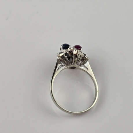 18K-Diamantring mit Rubin/ Saphirbesatz - Weißgold… - фото 6