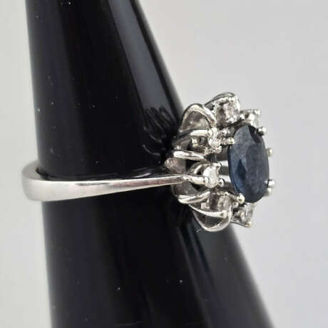 Saphirring mit Diamanten- Weißgold 585/000 (14 K),… - фото 2