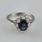 Saphirring mit Diamanten- Weißgold 585/000 (14 K),… - фото 3
