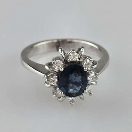 Saphirring mit Diamanten- Weißgold 585/000 (14 K),… - фото 3