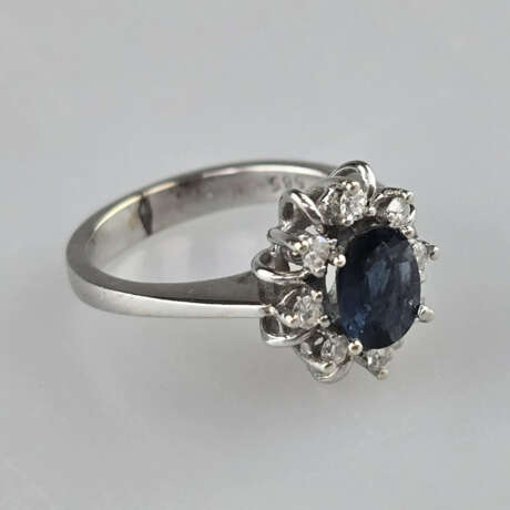 Saphirring mit Diamanten- Weißgold 585/000 (14 K),… - фото 4
