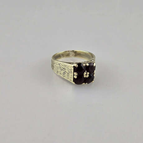 Granatring - Gelbgold 585/000 (14K), gestempelt "5… - photo 3