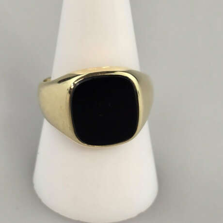 14K-Onyxring - Gelbgold 585/000 (14K), gestempelt,… - photo 1