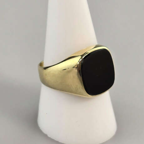 14K-Onyxring - Gelbgold 585/000 (14K), gestempelt,… - photo 2