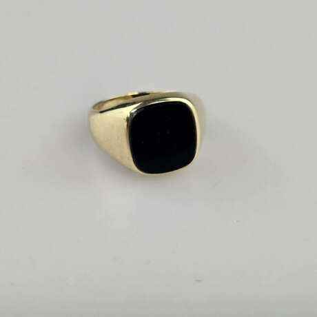 14K-Onyxring - Gelbgold 585/000 (14K), gestempelt,… - photo 4
