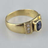 Saphirring mit Diamanten- Gelbgold 585/000 (14 K),… - Foto 3