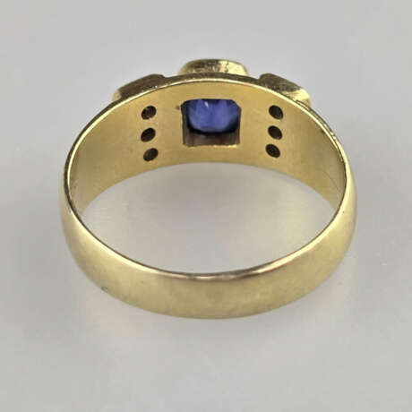 Saphirring mit Diamanten- Gelbgold 585/000 (14 K),… - Foto 4