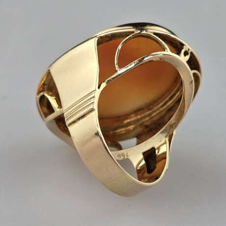 Goldring mit Kamee - Gelbgold 750/000 (18 K), oval… - photo 4