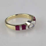 14K-Diamantring mit Rubinen - Gelbgold 585/000 (14… - фото 4
