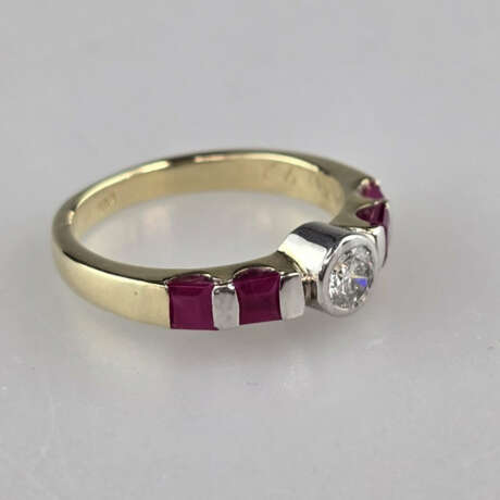 14K-Diamantring mit Rubinen - Gelbgold 585/000 (14… - фото 4