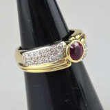 18K-Rubinring mit Diamanten- Gelbgold 750/000 (18K… - photo 2