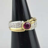 18K-Rubinring mit Diamanten- Gelbgold 750/000 (18K… - photo 3