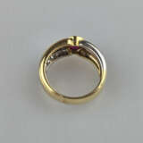 18K-Rubinring mit Diamanten- Gelbgold 750/000 (18K… - photo 6