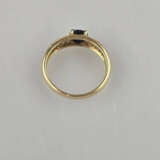 Saphirring mit Diamanten - Gelbgold 585/000 (14 K)… - Foto 4