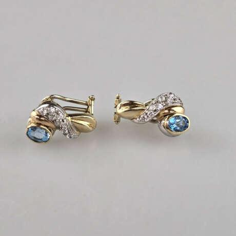Ein Paar Tricolor-Topasohrstecker mit Diamanten - … - photo 4