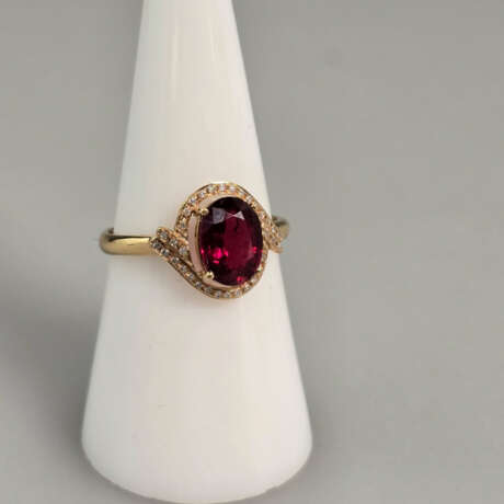 18K-Turmalinring mit Diamanten - Gelbgold 750/000 … - фото 1